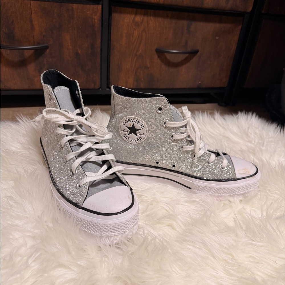 Converse Women's Sparkling Silver High-Tops